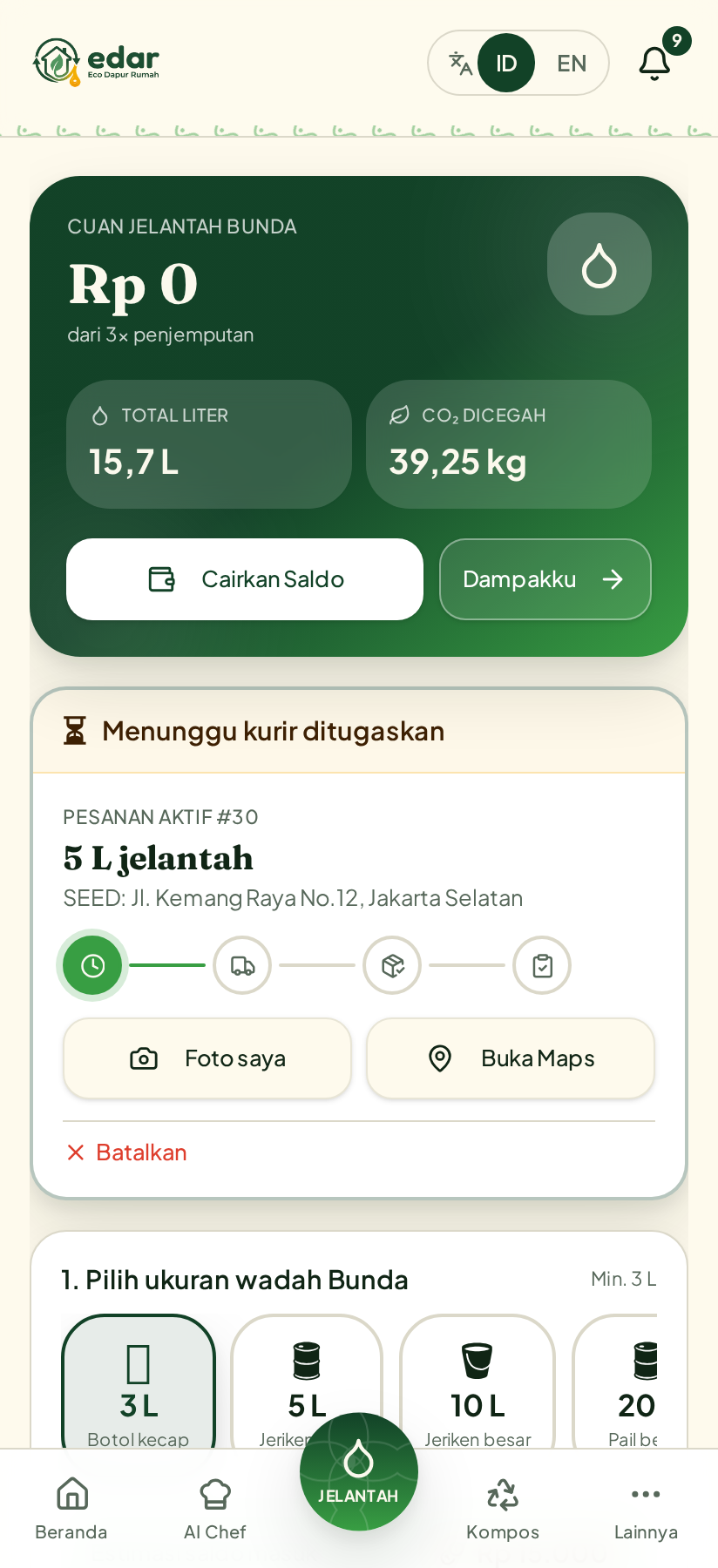 Tangkapan layar fitur Tukar Jelantah edar — cuan dari minyak bekas